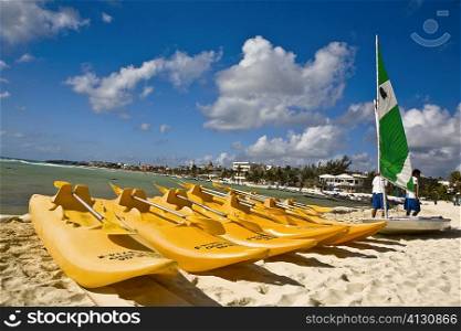 Kayaks on the beach, Playa Del Carmen, Quintana Roo, Mexico