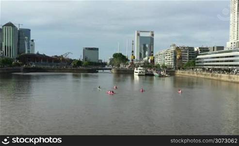 Kayaks recreation in Madero Harbor Buenos Aires City on November 2015