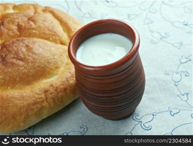 Kaymak creamy dairy product similar to clotted cream.in Central Asia, the Balkans, Turkic regions