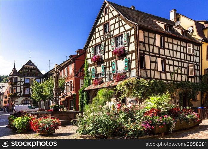 Kaysersberg - one of the most beautiful villages of France, Alsace . Popular tourist destination