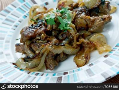 kazan kavap - Uighur dish meat with vegetables Central Asian cuisine