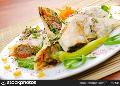 Kebab served in the plate