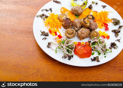 Kebab served in the plate