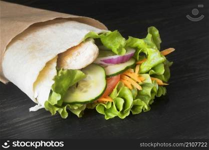 kebab wrap with meat vegetables
