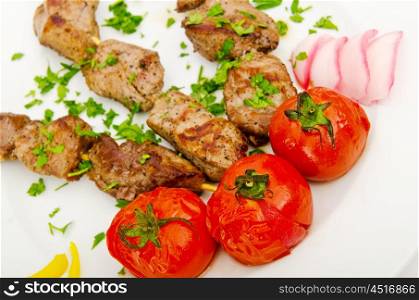 Kebabs served in the plate