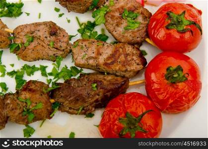 Kebabs served in the plate