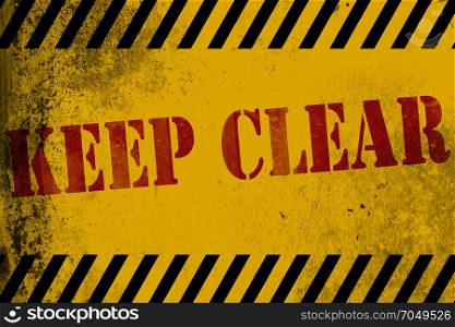 Keep Clear sign yellow with stripes, 3D rendering