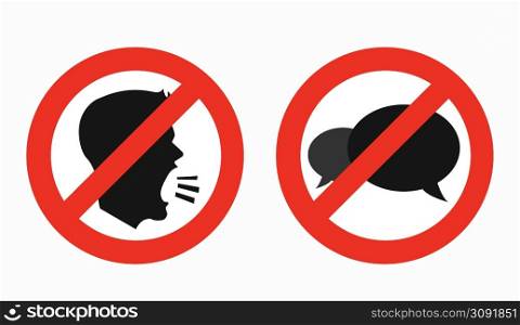 Keep silence glyph icons, prohibition and forbidden. Vector illustration. Keep silence glyph icons, prohibition and forbidden