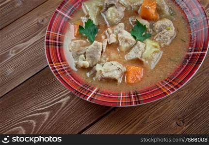 Kentucky Burgoo Stew .slow-cooked mishmash of meats and vegetablesstew,
