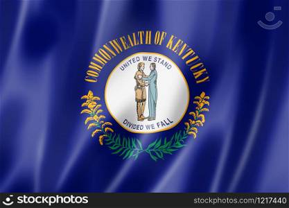 Kentucky flag, united states waving banner collection. 3D illustration. Kentucky flag, USA