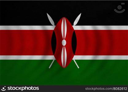 Kenyan national official flag. African patriotic symbol, banner, element, background. Correct colors. Flag of Kenya wavy with real detailed fabric texture, accurate size, illustration