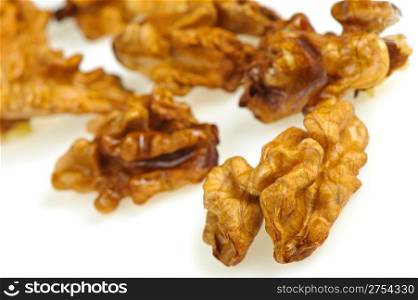 Kernel walnut. A photo close up walnut. It is isolated on a white background
