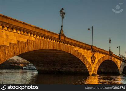 Kew Bridge in west London, listed bridge over the river Thames