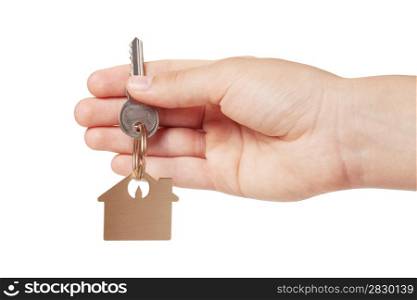 key chain in hand on a white background