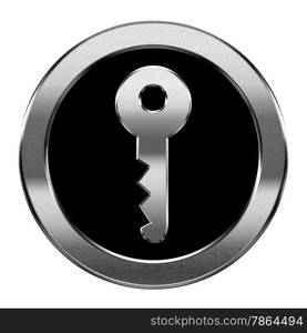 Key icon silver, isolated on white background