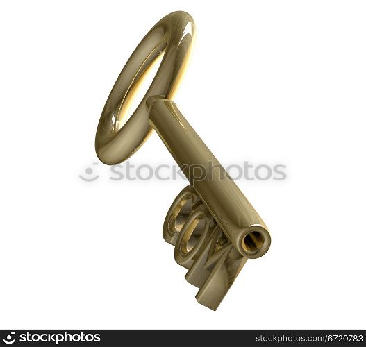 key in gold with COM text (3d made)