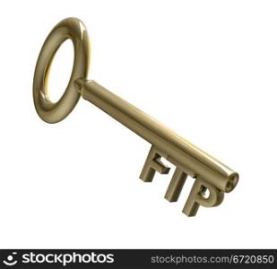 key in gold with FTP text (3d made)
