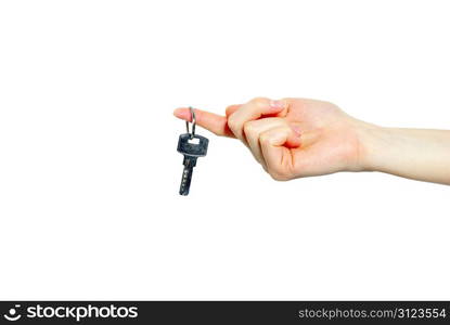 key in hand isolated on white