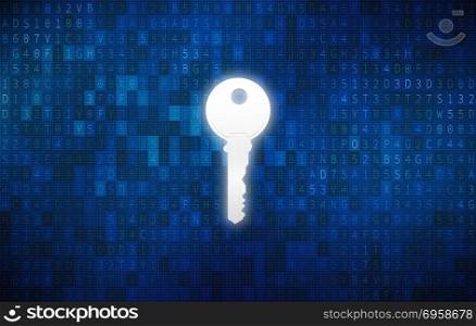 Key in keyhole with digital abstract technology background in se. Key in keyhole with digital abstract technology background in security concept, illustration. Key in keyhole with digital abstract technology background in security concept, illustration