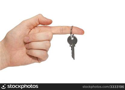 Key in the hand isolated on white