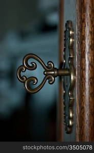 key in the lock of the door