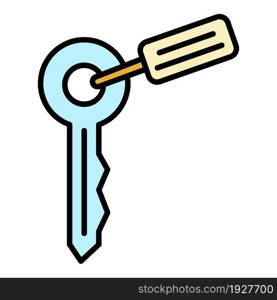 Key pet house icon. Outline key pet house vector icon color flat isolated. Key pet house icon color outline vector