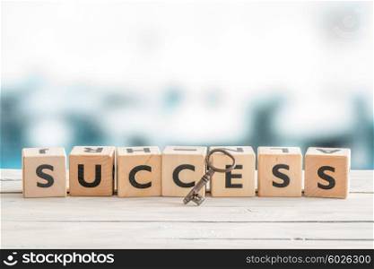 Key to success on a wooden table