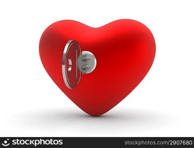 Key to your heart (love, valentine day series, 3d isolated objects)