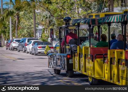 KEY WEST, FL - CIRCA 2016: streets and lifestyle at Key West circa 2016, The tropical city is a popular tourist destination with over 2 million yearly visitors.