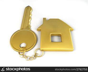 Key with home. 3d