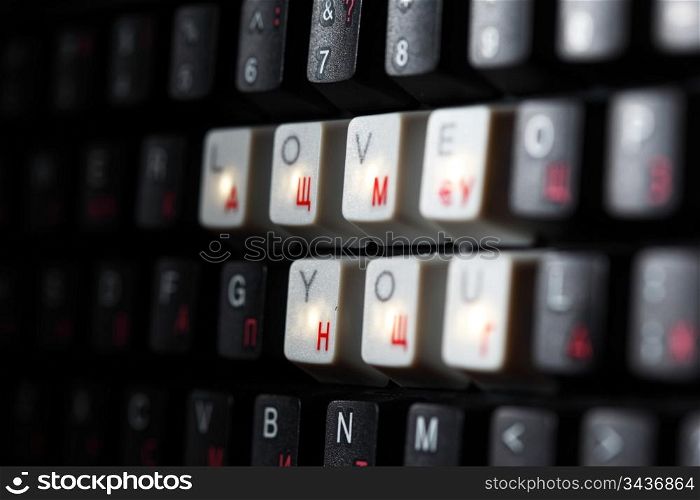 keyboard love you key macro close up