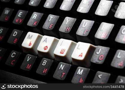 keyboard mail key macro close up
