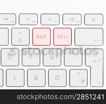 Keyboard showing buy sell buttons