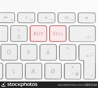 Keyboard showing buy sell buttons