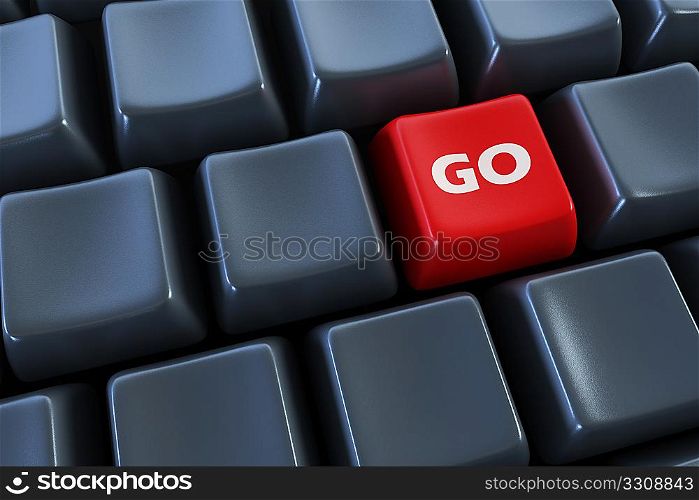 keyboard with &acute;go&acute; button 3d rendering