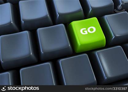 keyboard with &acute;go&acute; button 3d rendering