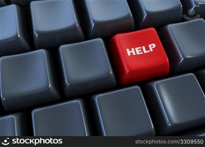 keyboard with &acute;help&acute; button 3d rendering