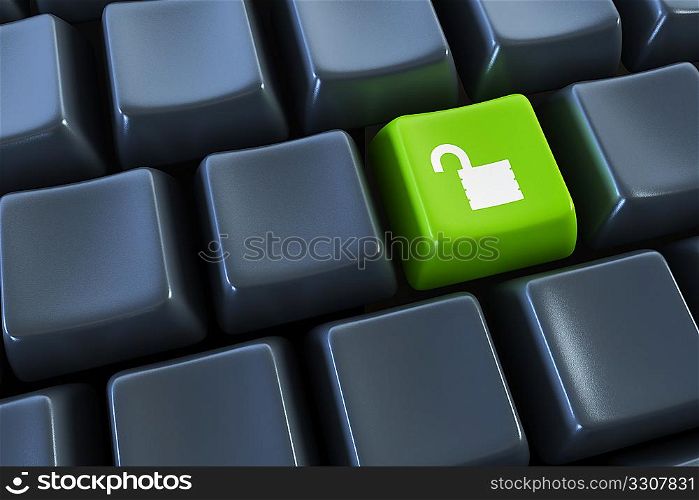 keyboard with &acute;lock&acute; button 3d rendering