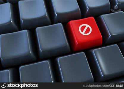 keyboard with &acute;prohibition&acute; button 3d rendering