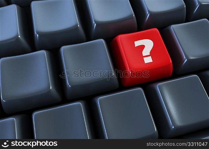 keyboard with &acute;question&acute; button 3d rendering