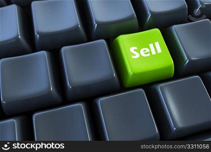 keyboard with &acute;sell&acute; button 3d rendering