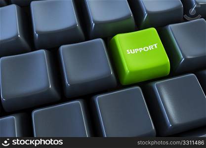 keyboard with &acute;support&acute; button 3d rendering