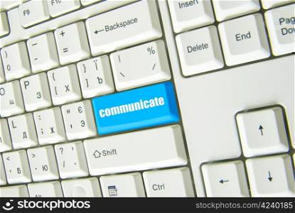 Keyboard with blue button of communicate