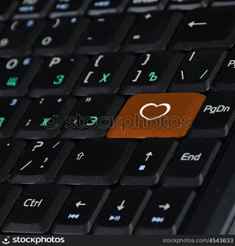Keyboard with button showing the chat icon. Online Dating Computer Key Showing Romance And Love