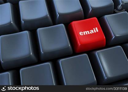 keyboard with email button 3d rendering