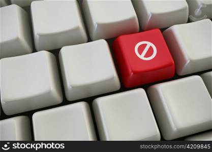 keyboard with prohibition button 3d rendering