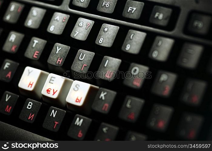 keyboard yes key macro close up