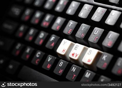 keyboard yes key macro close up