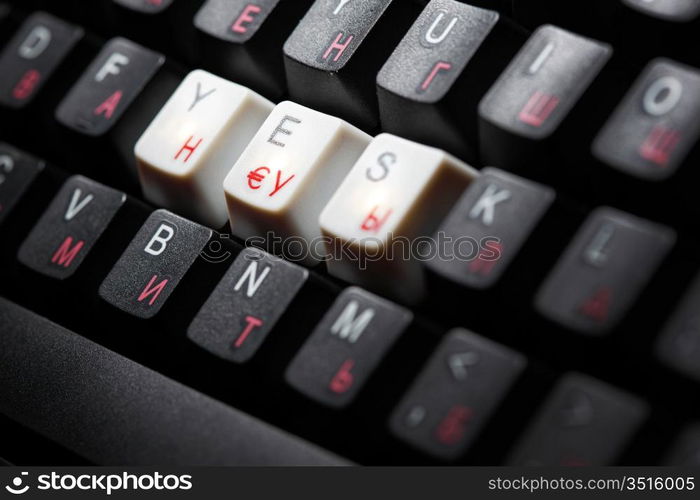 keyboard yes key macro close up