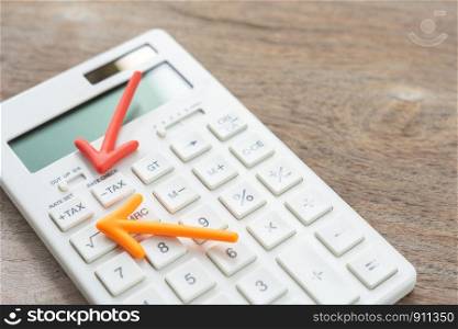 Keypad TAX button For tax calculation. Easy to calculate. on White calculator on white background using as background business concept and Education concept with copy spaces for your text or design.